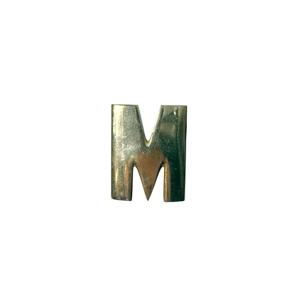 Vintage Gold Tone Smooth Bold Letter 'M' initial Modern Brooch Pin